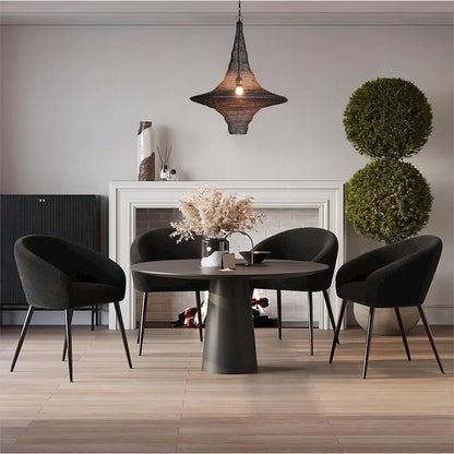 1-Light Satin Black Pendant With A Chain Basket Shade