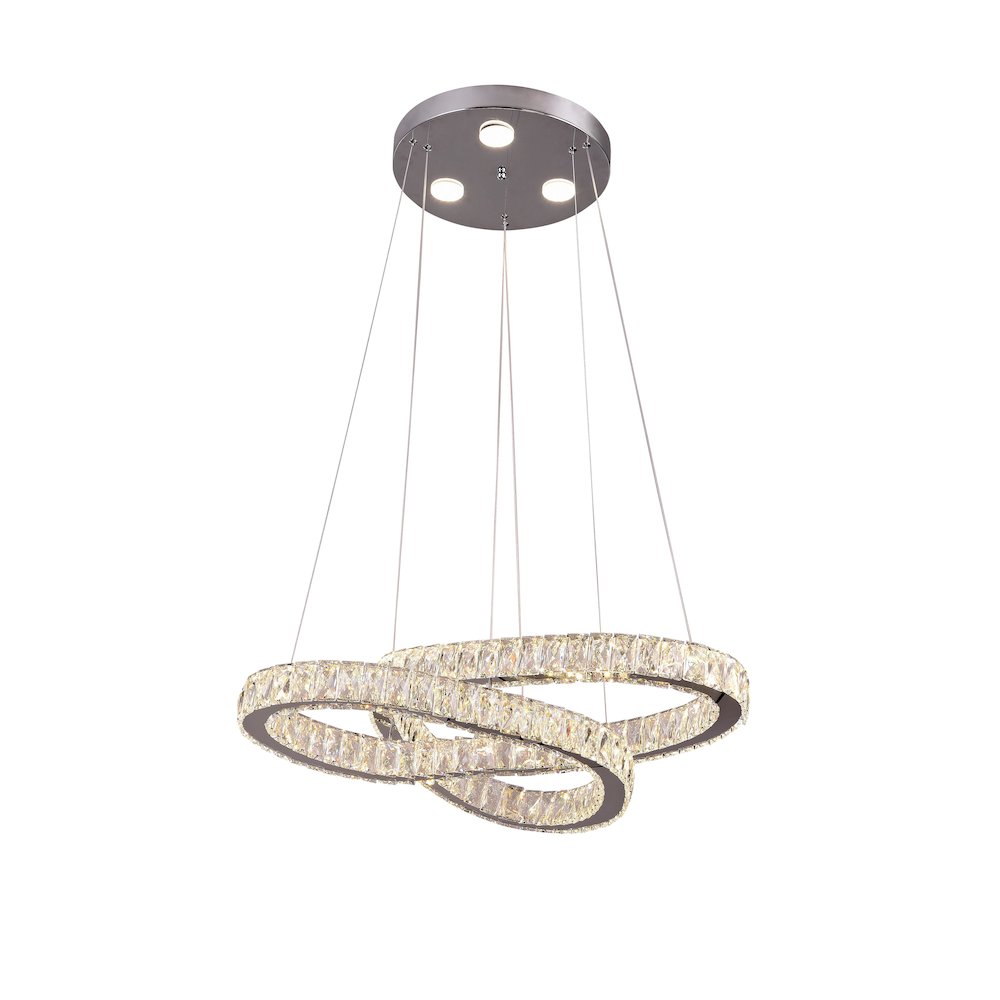5-Light Chrome LED Chandelier With Clear Crystals