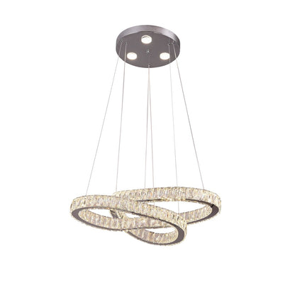 5-Light Chrome LED Chandelier With Clear Crystals