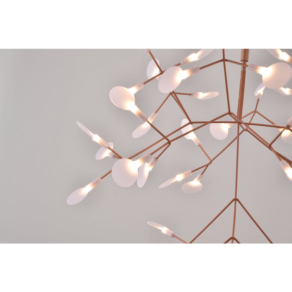 45-Light Matte Copper Chandelier With White Acrylic Shades