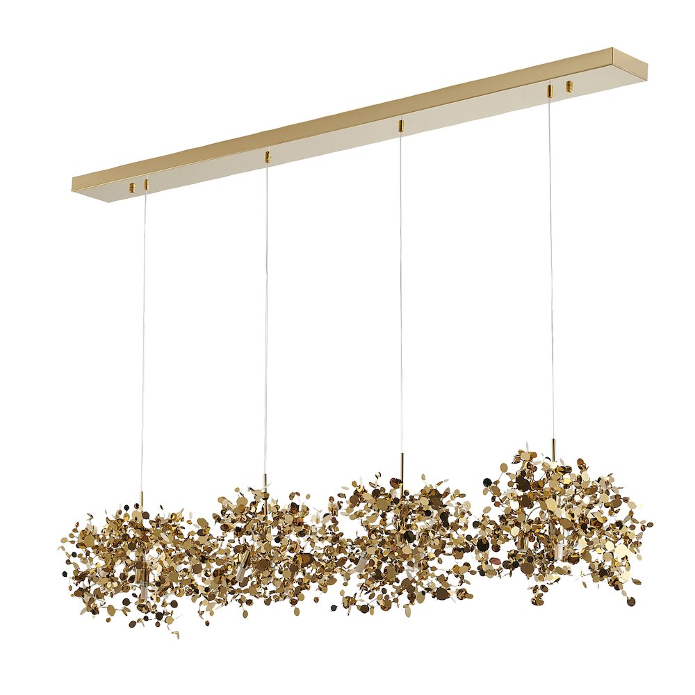 12-Light Gold Island Lighting With Sparkle Confetti Pendants