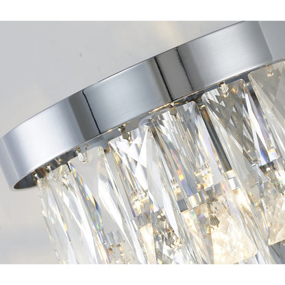 3-Light Chrome Wall Sconce With Clear Hanging Crystals