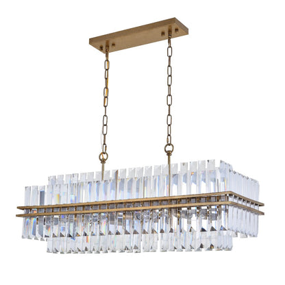 10-Light Antique Gold Chandelier With Clear Crystal