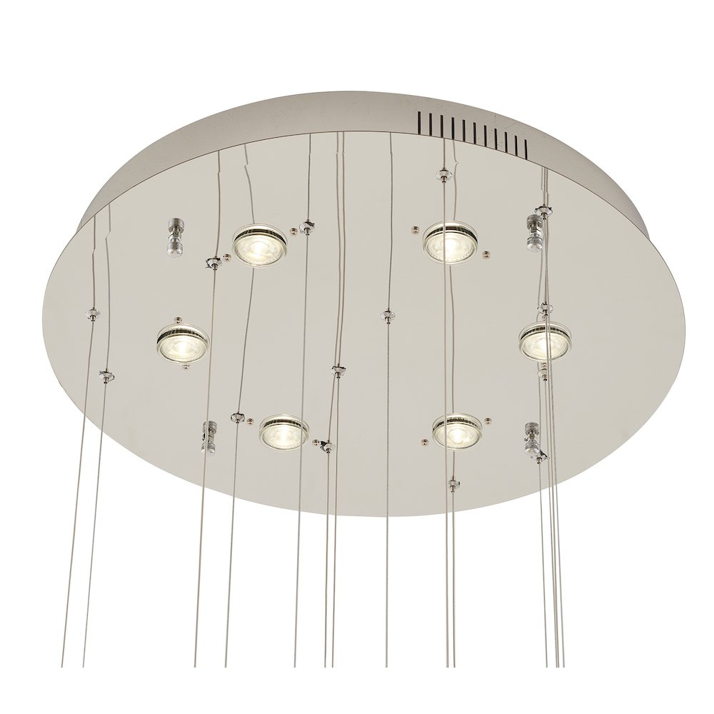 13-Light Chrome LED Chandelier With Clear Crystal Pendants