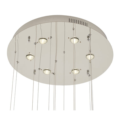 13-Light Chrome LED Chandelier With Clear Crystal Pendants