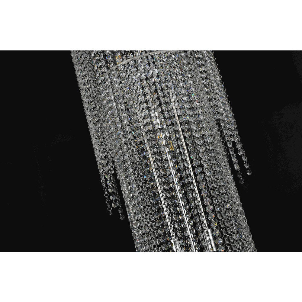24-Light Chrome Stainless Steel Flushed Chandelier With Clear Crystals