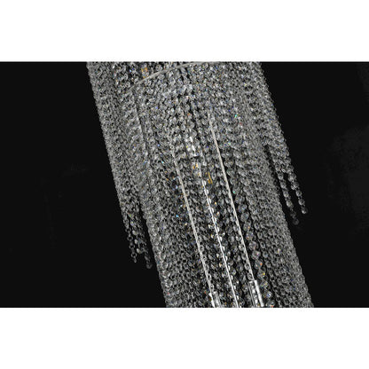 24-Light Chrome Stainless Steel Flushed Chandelier With Clear Crystals