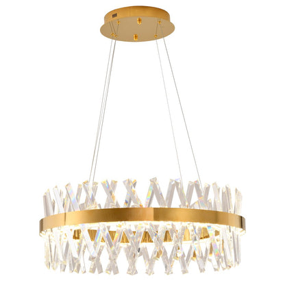 1-Light Gold Dimmable LED chandelier With Clear Crystal Accents