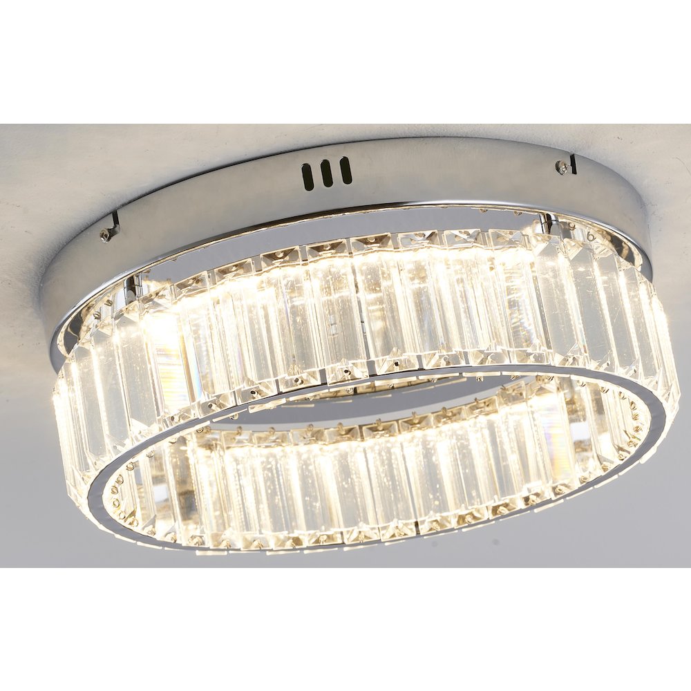 1-Light Chrome Dimmable LED Flush Mount With Clear Crystals