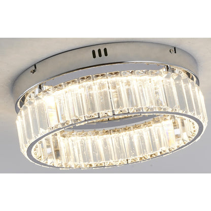 1-Light Chrome Dimmable LED Flush Mount With Clear Crystals
