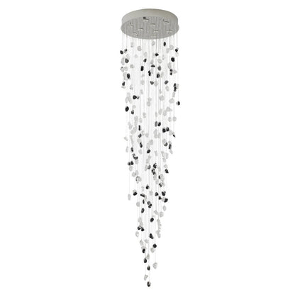 9-Light Chrome Chandelier With Clear And Amber Glass Stones