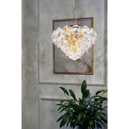 9-Light Gold Chandelier With Clear Crystals