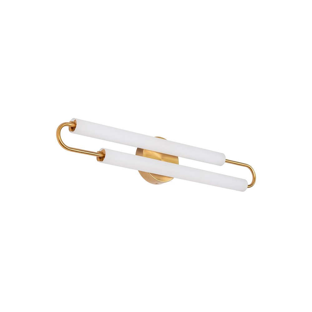 2-Light Satin Brass LED Wall Sconce With White Acrylic Shades