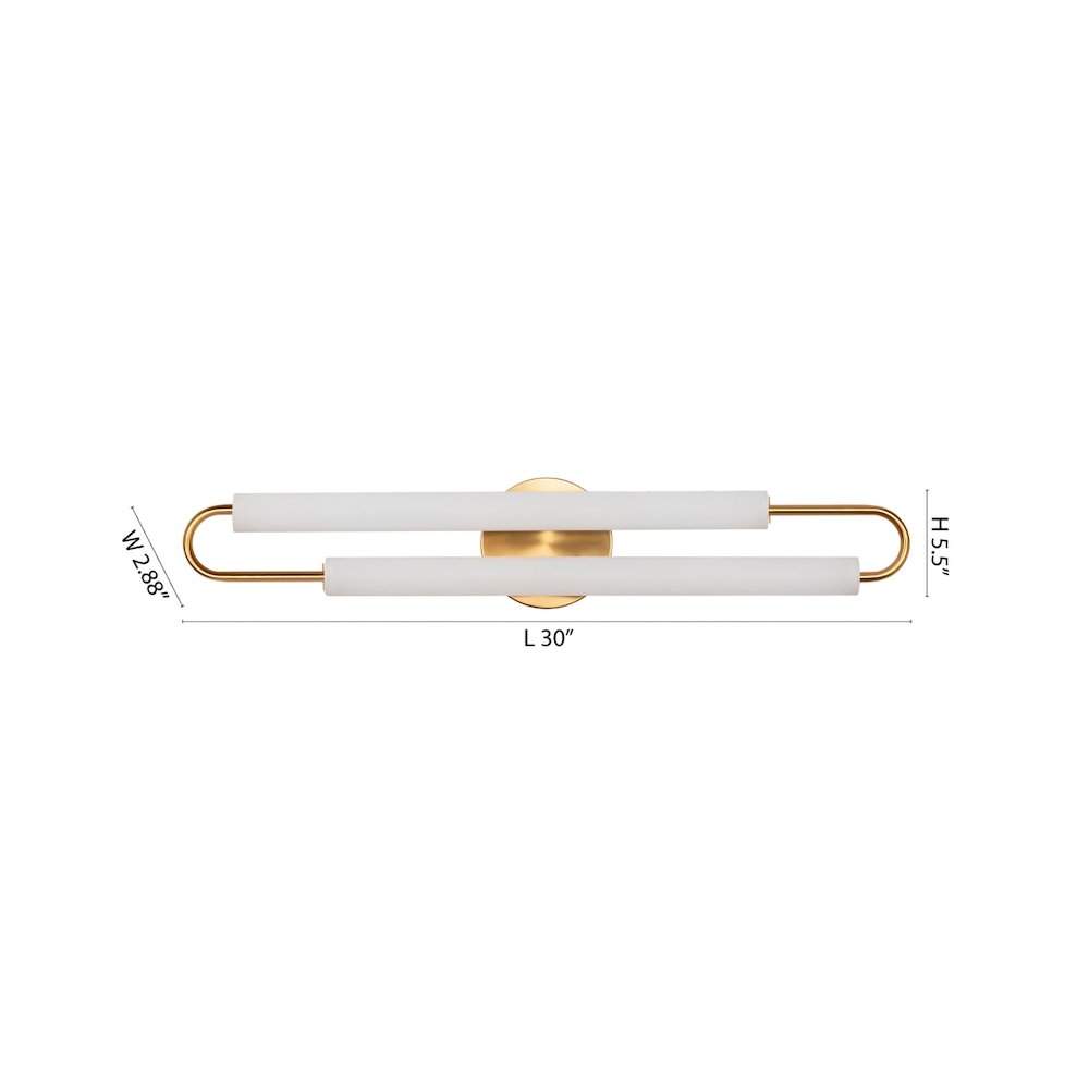 2-Light Satin Brass LED Wall Sconce With White Acrylic Shades