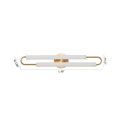 2-Light Satin Brass LED Wall Sconce With White Acrylic Shades