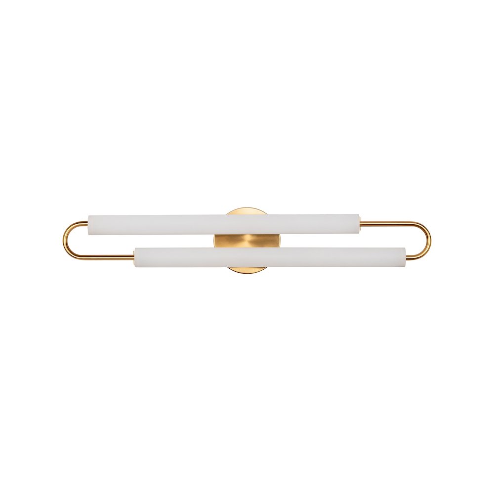 2-Light Satin Brass LED Wall Sconce With White Acrylic Shades