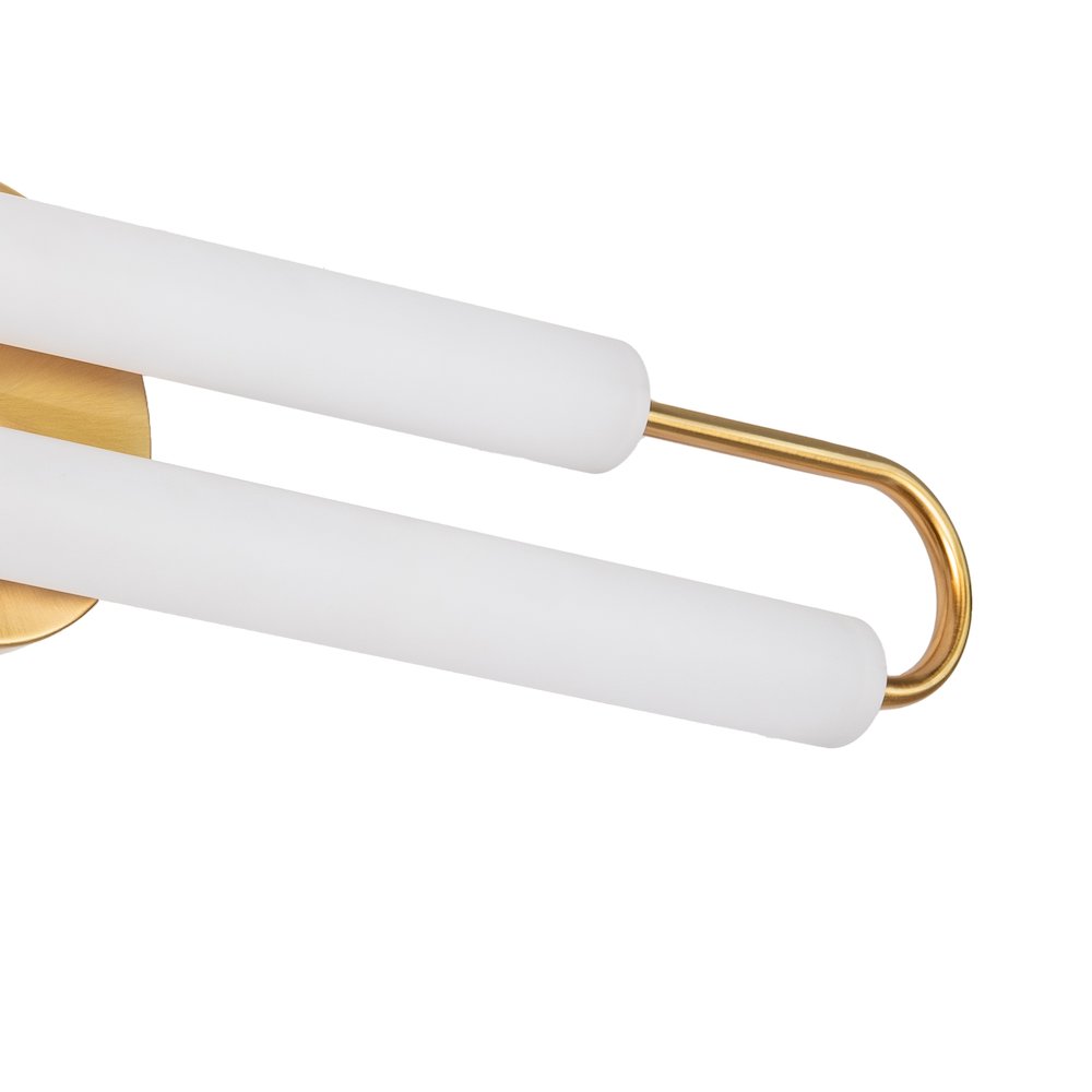 2-Light Satin Brass LED Wall Sconce With White Acrylic Shades