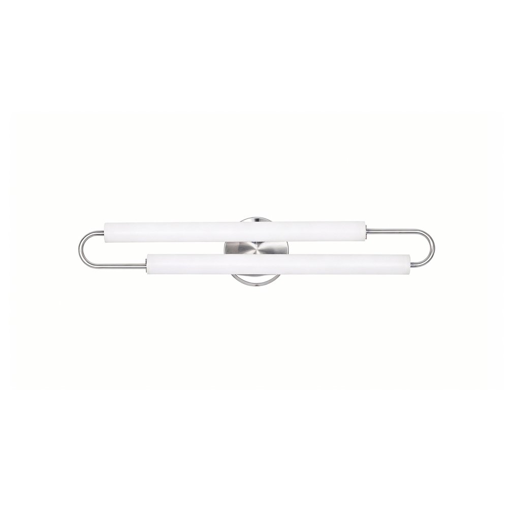 2-Light Chrome LED Wall Sconce With White Acrylic Shades