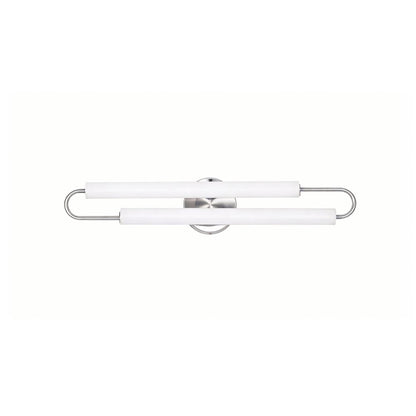 2-Light Chrome LED Wall Sconce With White Acrylic Shades