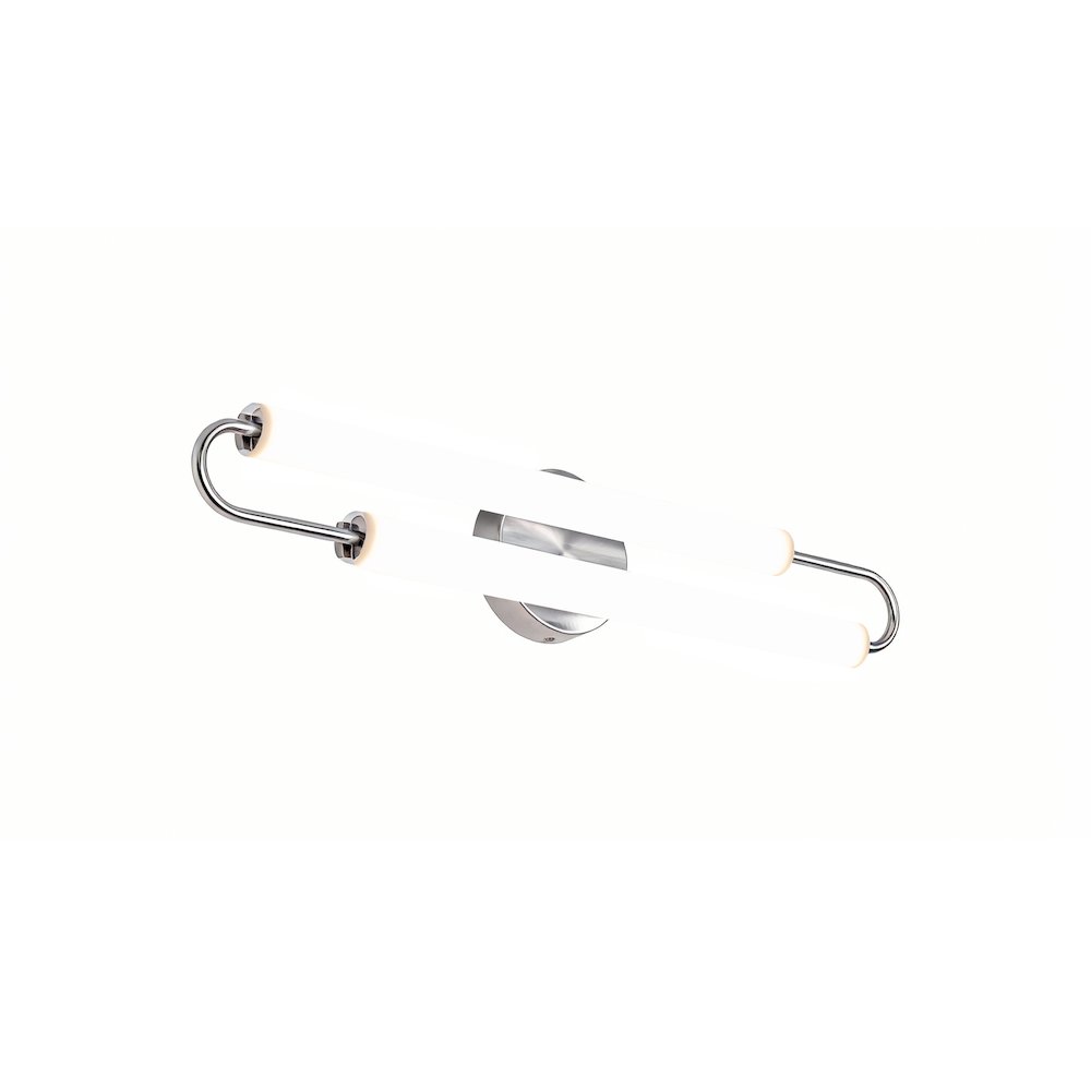 2-Light Chrome LED Wall Sconce With White Acrylic Shades