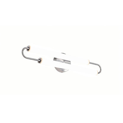 2-Light Chrome LED Wall Sconce With White Acrylic Shades