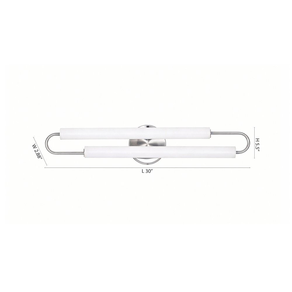 2-Light Chrome LED Wall Sconce With White Acrylic Shades