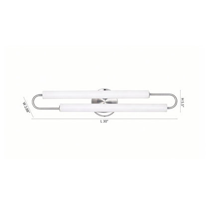 2-Light Chrome LED Wall Sconce With White Acrylic Shades