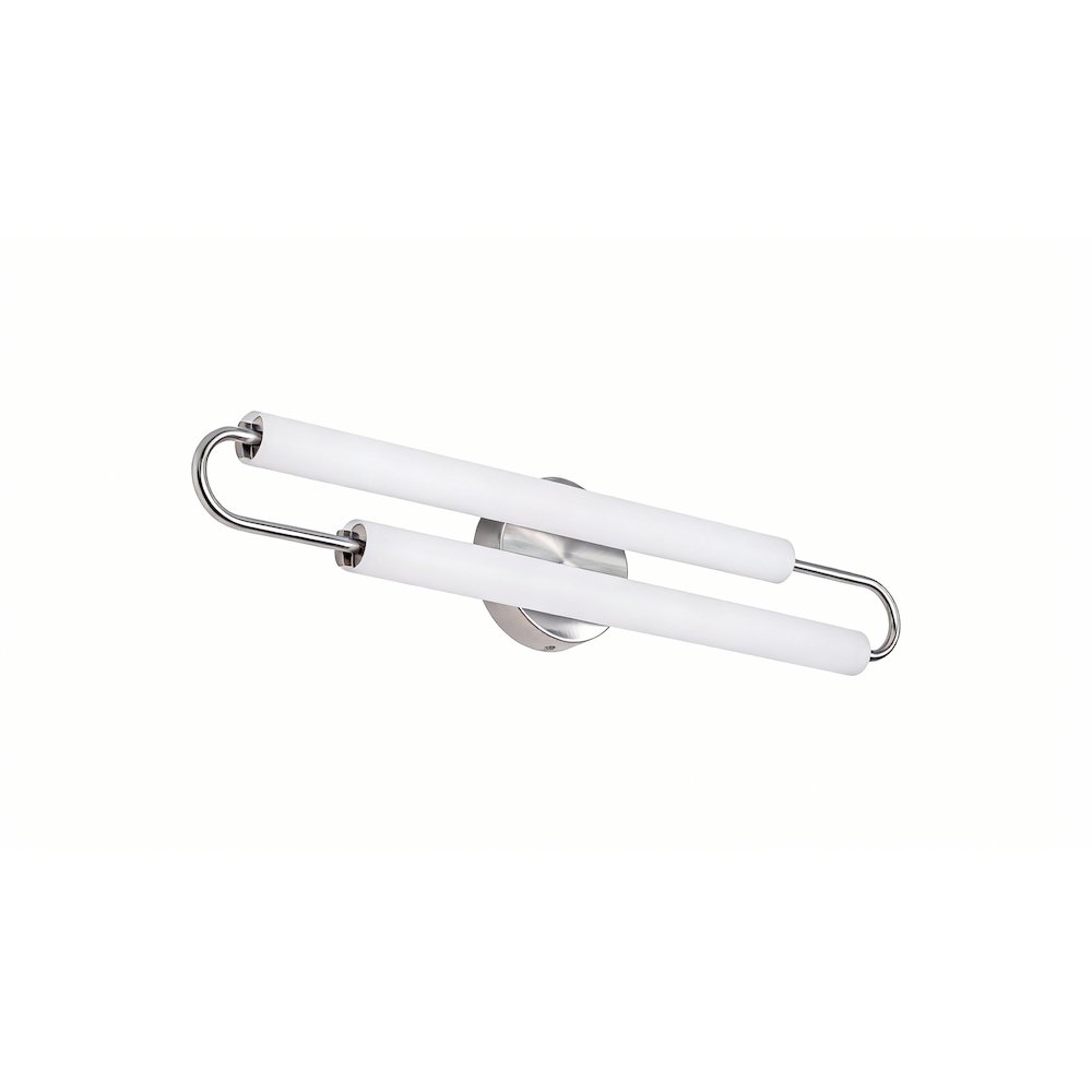 2-Light Chrome LED Wall Sconce With White Acrylic Shades
