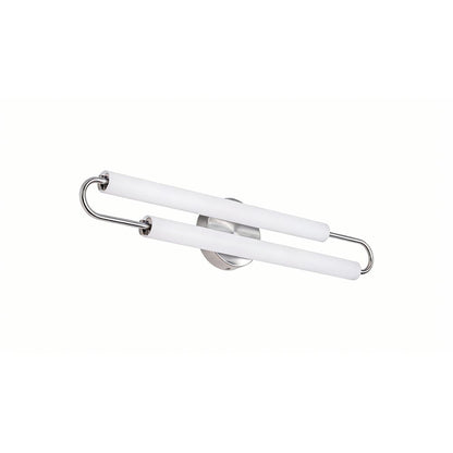 2-Light Chrome LED Wall Sconce With White Acrylic Shades
