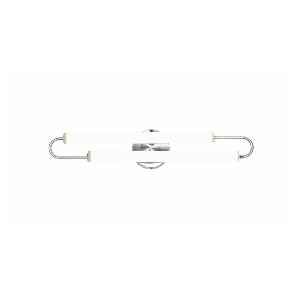 2-Light Chrome LED Wall Sconce With White Acrylic Shades