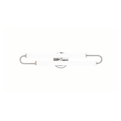 2-Light Chrome LED Wall Sconce With White Acrylic Shades