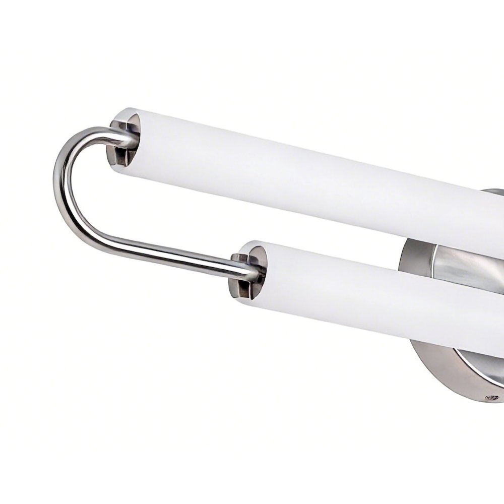 2-Light Chrome LED Wall Sconce With White Acrylic Shades