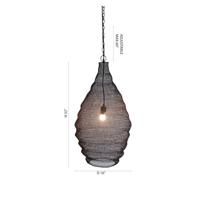 1-Light Satin Black Pendant With A Chain Basket Shade