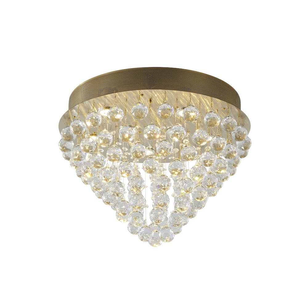 9-Light Gold Flush Mount With Clear Crystals