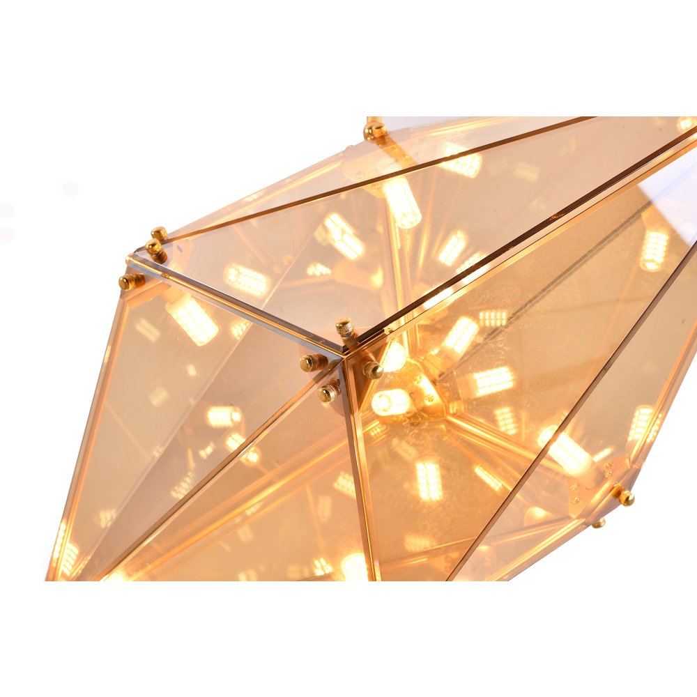 9-Light Gold Chandelier With An Amber Glass shade