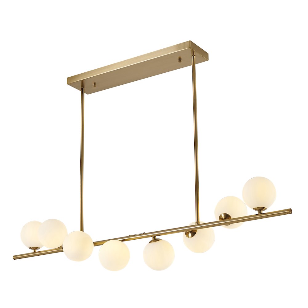 8-Light Copper Metal Chandelier With White Glass Shades