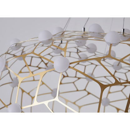 90-Light Gold Dimmable LED Chandelier With White Acrylic Diffusers