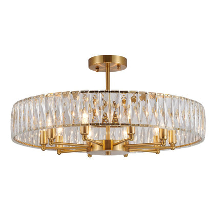 10-Light Gold Chandelier With Clear Crystals