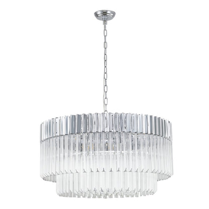 12-Light Chrome Chandelier With Clear Crystals