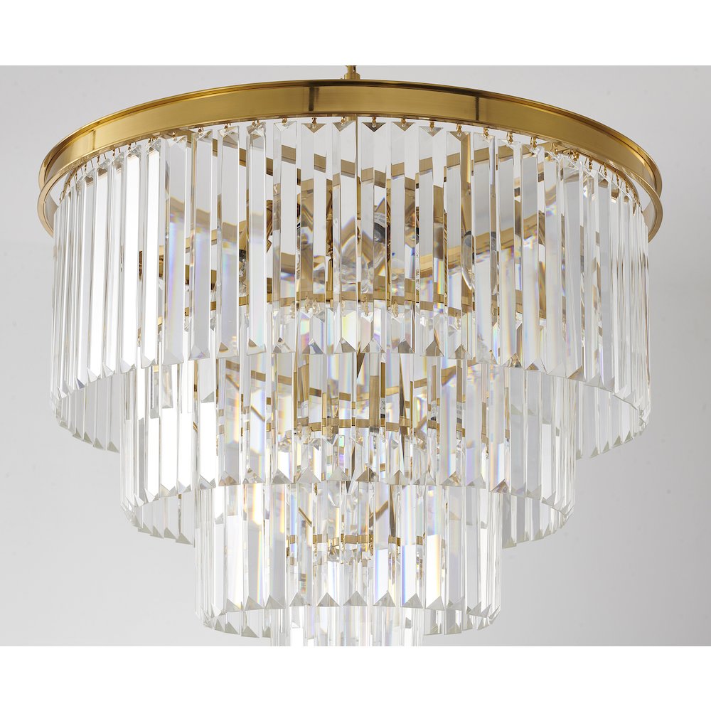 12-Light Gold Chandelier With Clear Hanging Crystal