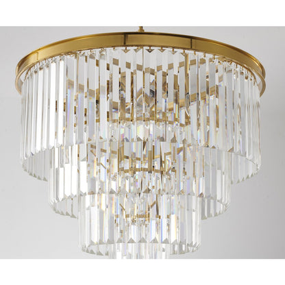 12-Light Gold Chandelier With Clear Hanging Crystal