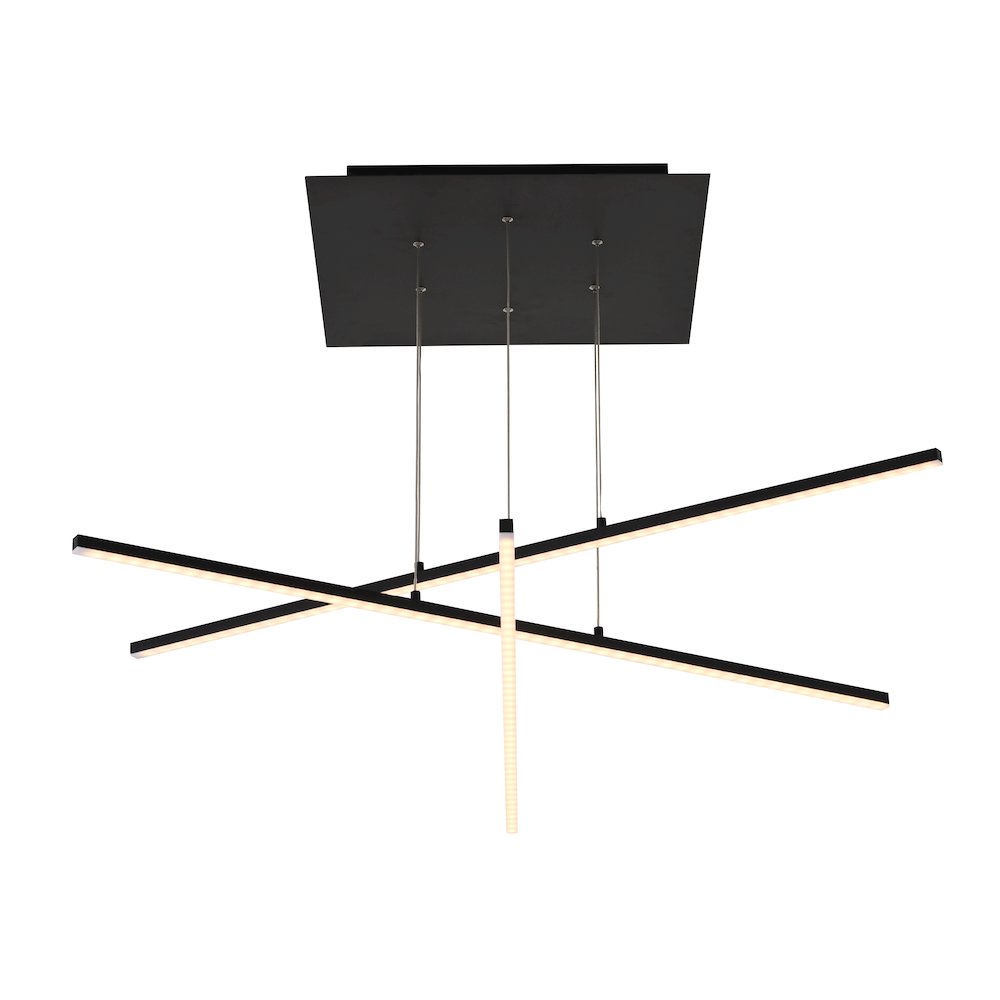 2-Light Matte Black Metal LED Chandelier With Selectable LED Color Temperature
