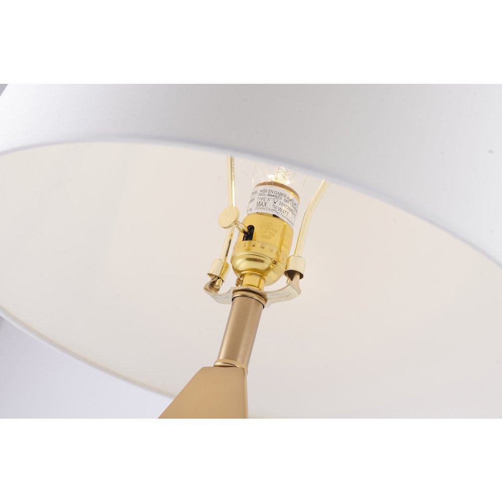 1-Light Gold Metal Table Lamp With A Drum Shade