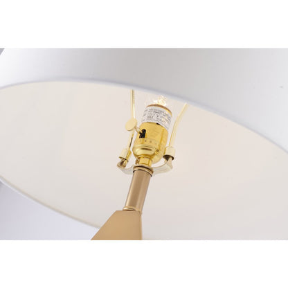 1-Light Gold Metal Table Lamp With A Drum Shade