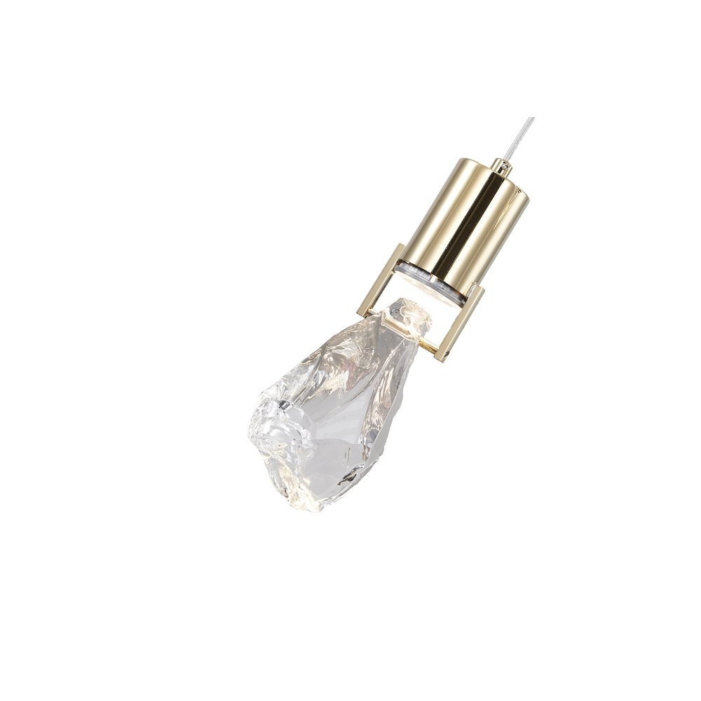 10-Light Brushed Gold Chandelier With Clear Crystal Stones