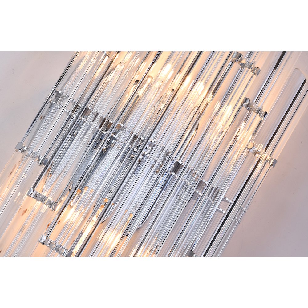 2-Light Chrome Metal Wall Sconce With Clear Rods