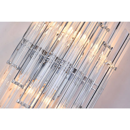 2-Light Chrome Metal Wall Sconce With Clear Rods