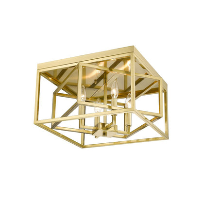 4-Light Gold Interlocked Box Flush Mount