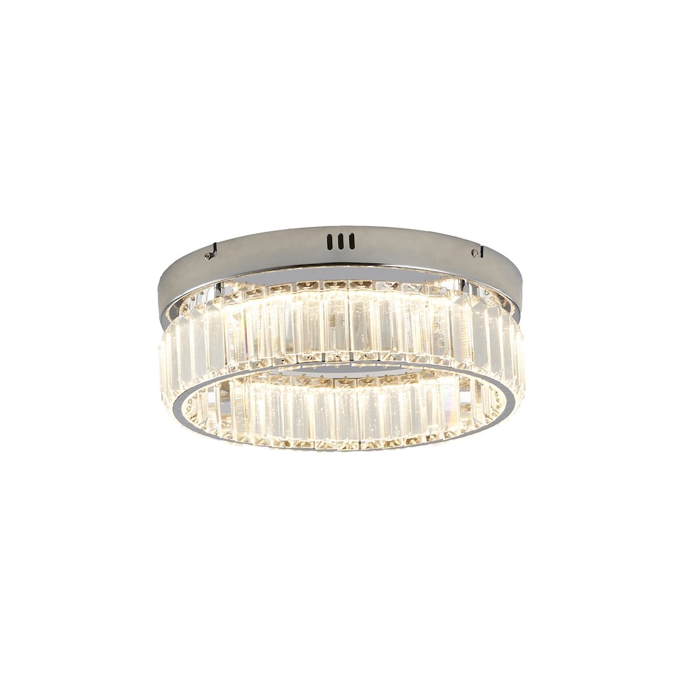 1-Light Chrome Dimmable LED Flush Mount With Clear Crystals