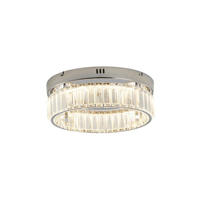1-Light Chrome Dimmable LED Flush Mount With Clear Crystals